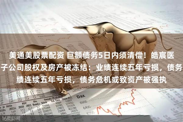 美通美股票配资 巨额债务5日内须清偿！皓宸医疗遭债权转让催收，子公司股权及房产被冻结：业绩连续五年亏损，债务危机或致资产被强执